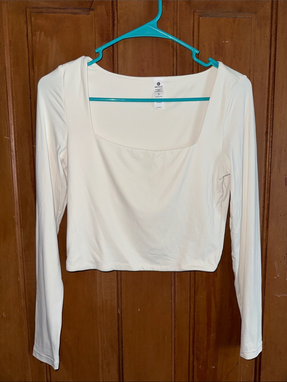 Women’s Long-Sleeve Square Neck Crop Top - White